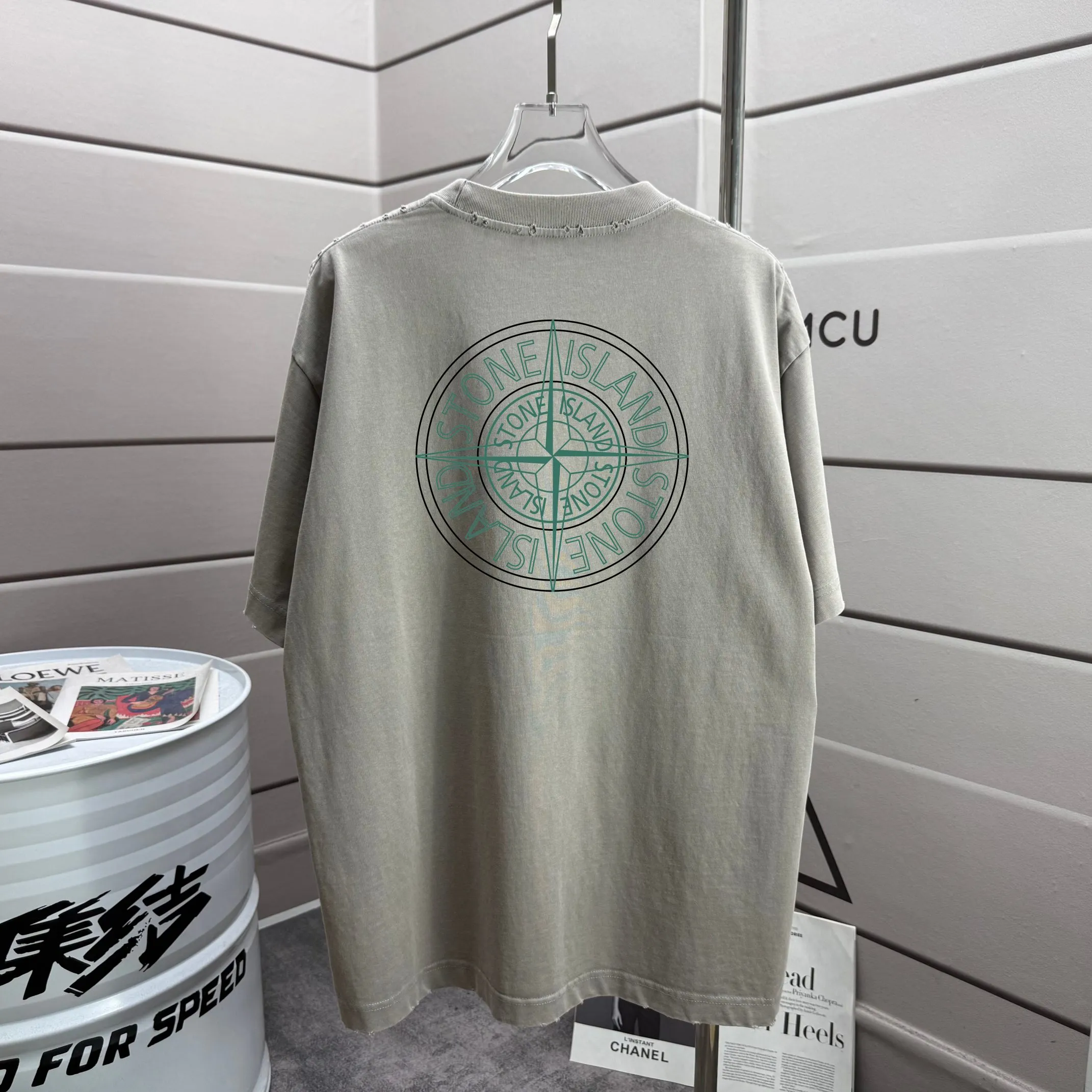 P160 Ston* islan* 石*岛 2025 autumn and winter new style, washed and worn 320g round neck short-sleeved tee, loose version for men and women, color: washed black, washed white, washed gray, washed brown gray Size: S M L XL XXL Size: S (90-130 catties) M (120-150 catties) L (140-165 catties) (160-180 catties) XXL (180-210 catties)